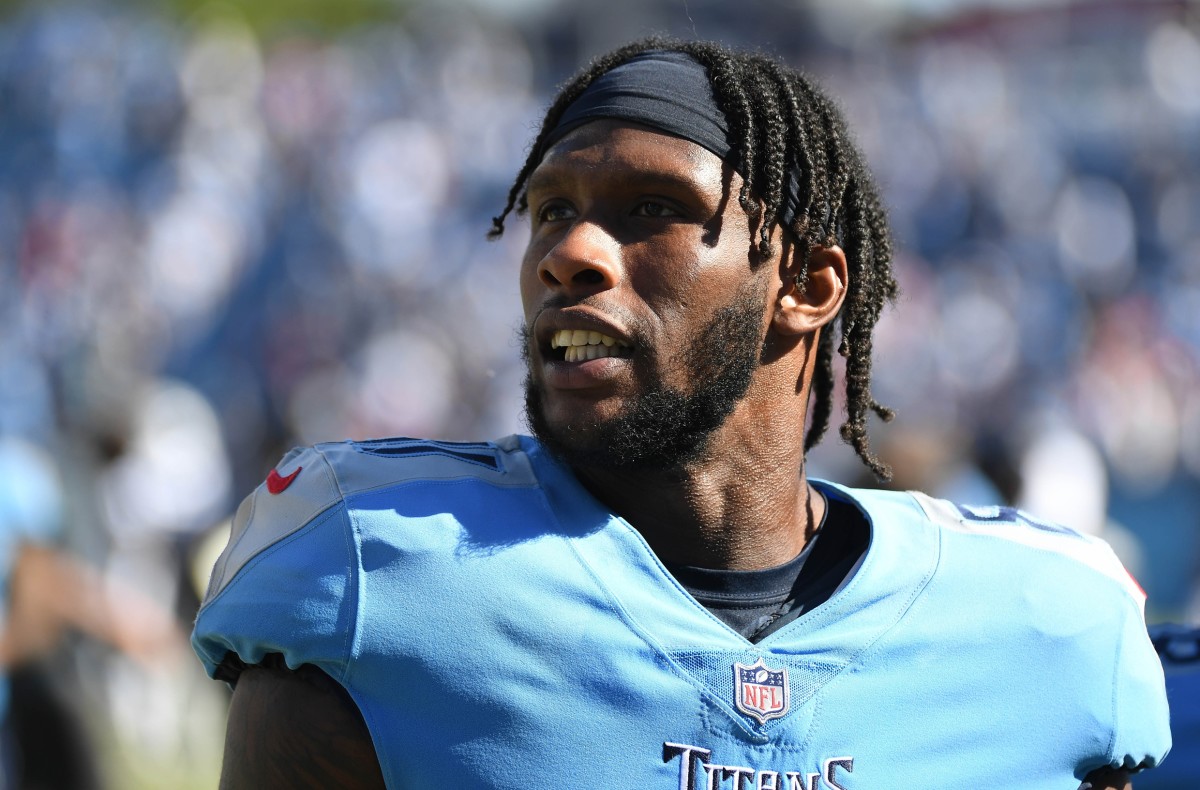 Tennessee Titans wide receiver Racey McMath (81) after a win against the Indianapolis Colts at Nissan Stadium.